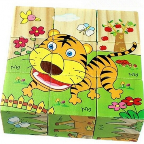 Children Wooden Cartoon Animal Puzzle Toys